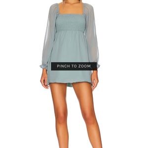 Revolve Judith Smoked mini dress in slate blue